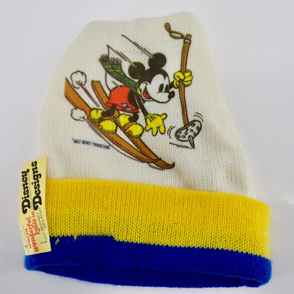 Walt Disney Mickey Mouse Skiing Stocking Knit Cap Walt Disneyana  NWT Vtg 1970's